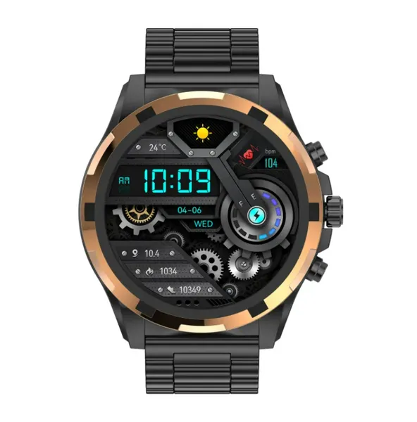 Ultima Magnum E500 Luxury Smartwatch: 1.43” TRU AMOLED Screen, Stainless Steel & Leather Straps, Bluetooth Calling, Advanced Health Suite, 100+ Sports Modes, IP68 Rated Smart Watch
